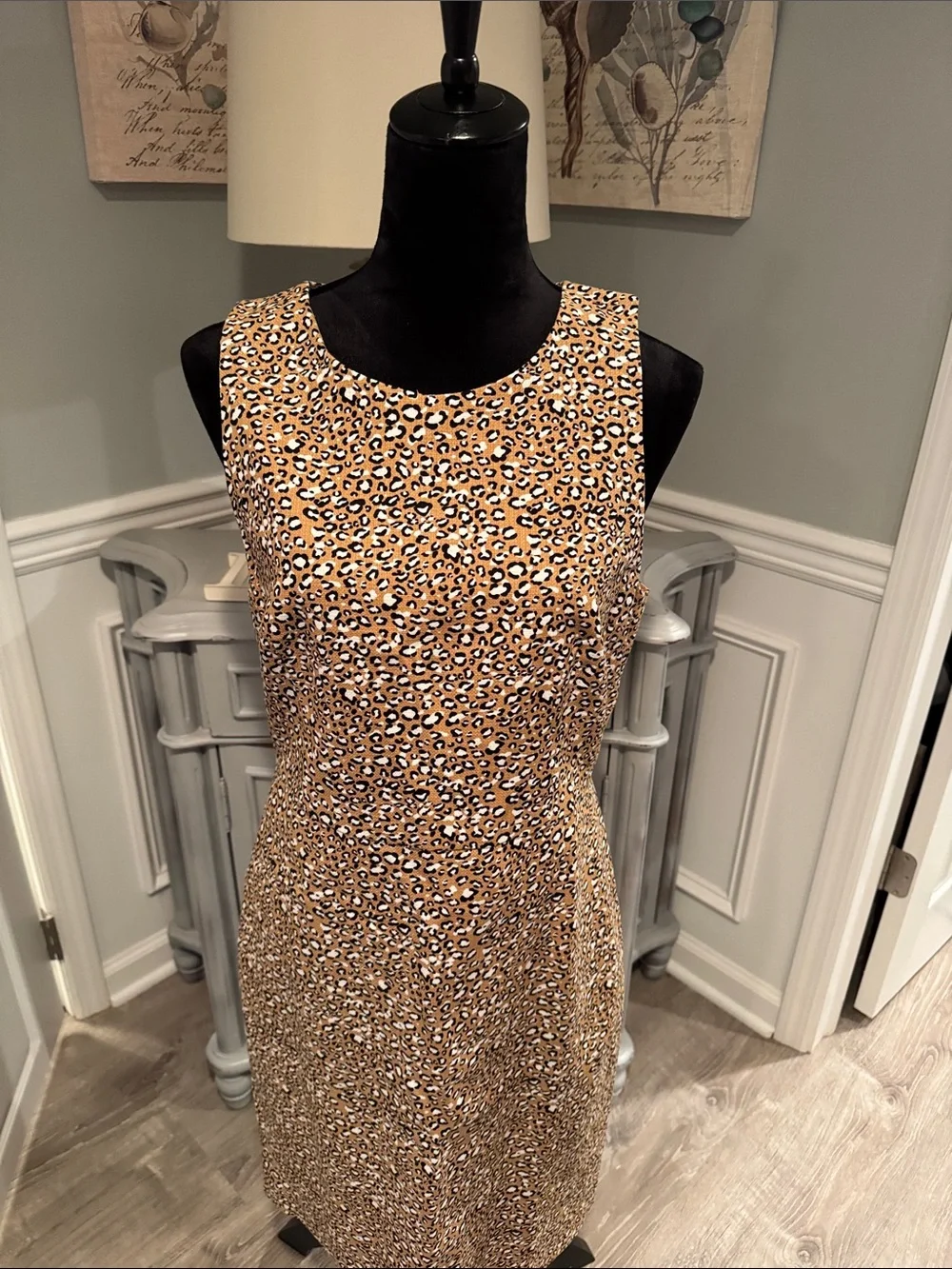 J. Crew Sleeveless Leopard Print Midi Dress in Brown and Black